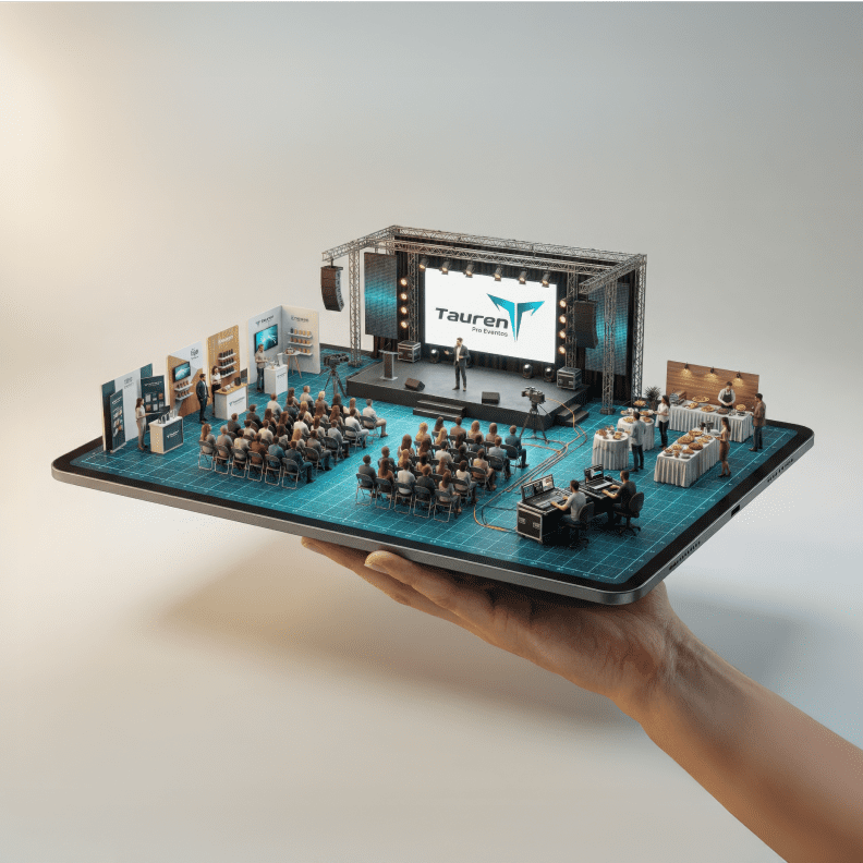 Imagen institucional de Tauren Pro Eventos que representa quiénes somos: producción de eventos híbridos con escenario, streaming, stands y experiencia presencial